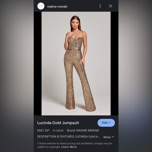 Nadine Merabi Lucinda Gold Sequined Jumpsuit
